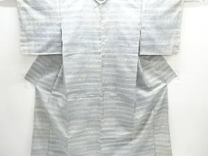 アンティーク　横段に花唐草模様手織り紬着物